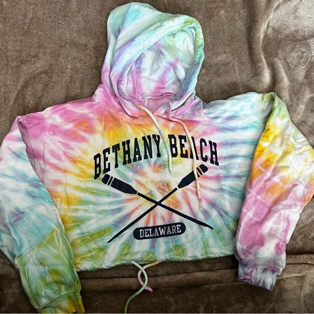 Hoodie | S | Tye dye | Cropped waist with drawstring, Bethany Beach